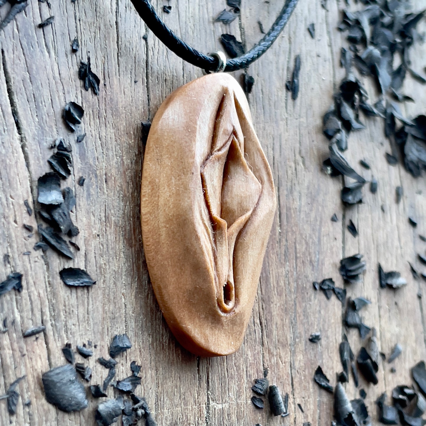 Vulva Pear Wood Pendant