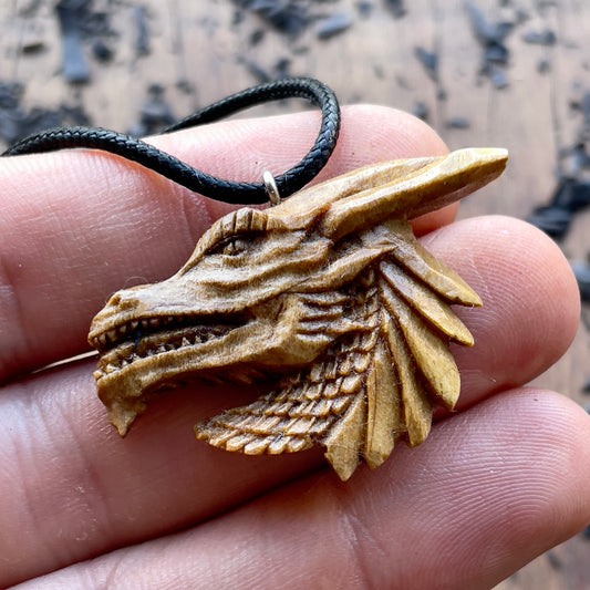 Dragon’s Head Walnut Wood Pendant