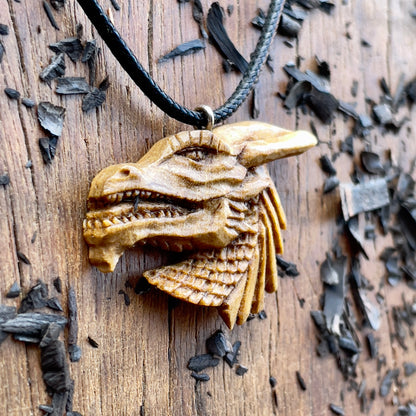 Dragon’s Head Walnut Wood Pendant