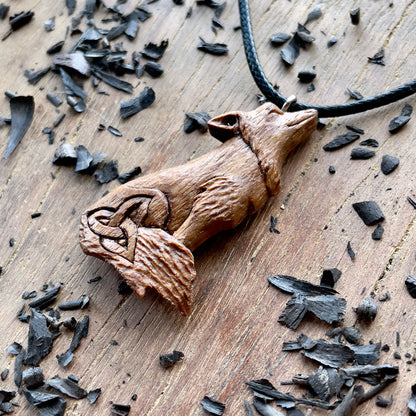 Wolf Pendant with Triquetra