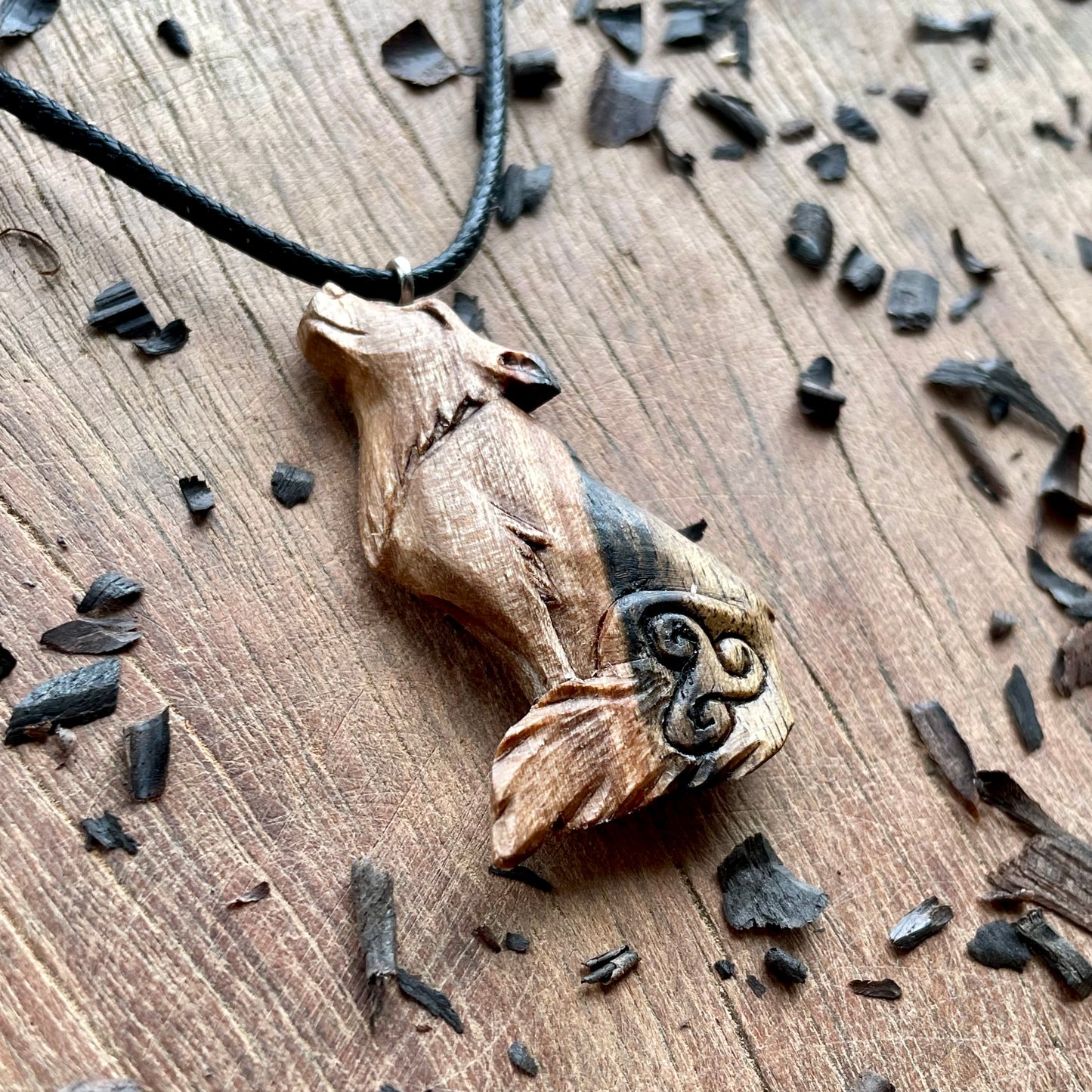 Wolf Pendant with Triskelion