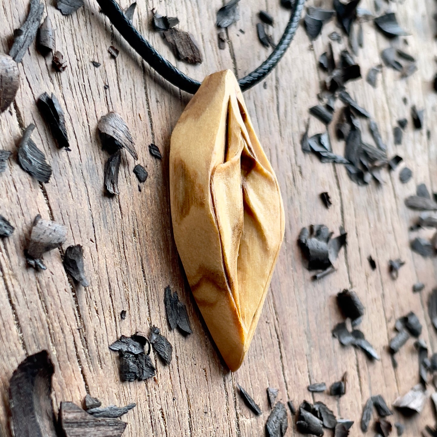 Vulva Olive Wood Pendant