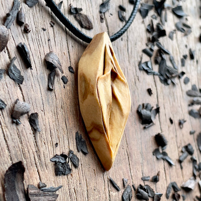 Vulva Olive Wood Pendant