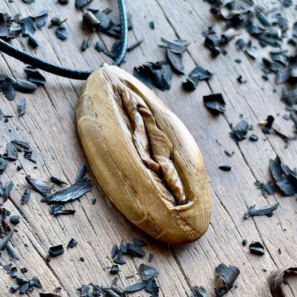 Vulva Oak Wood Pendant