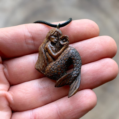 Siren Walnut Wood Pendant