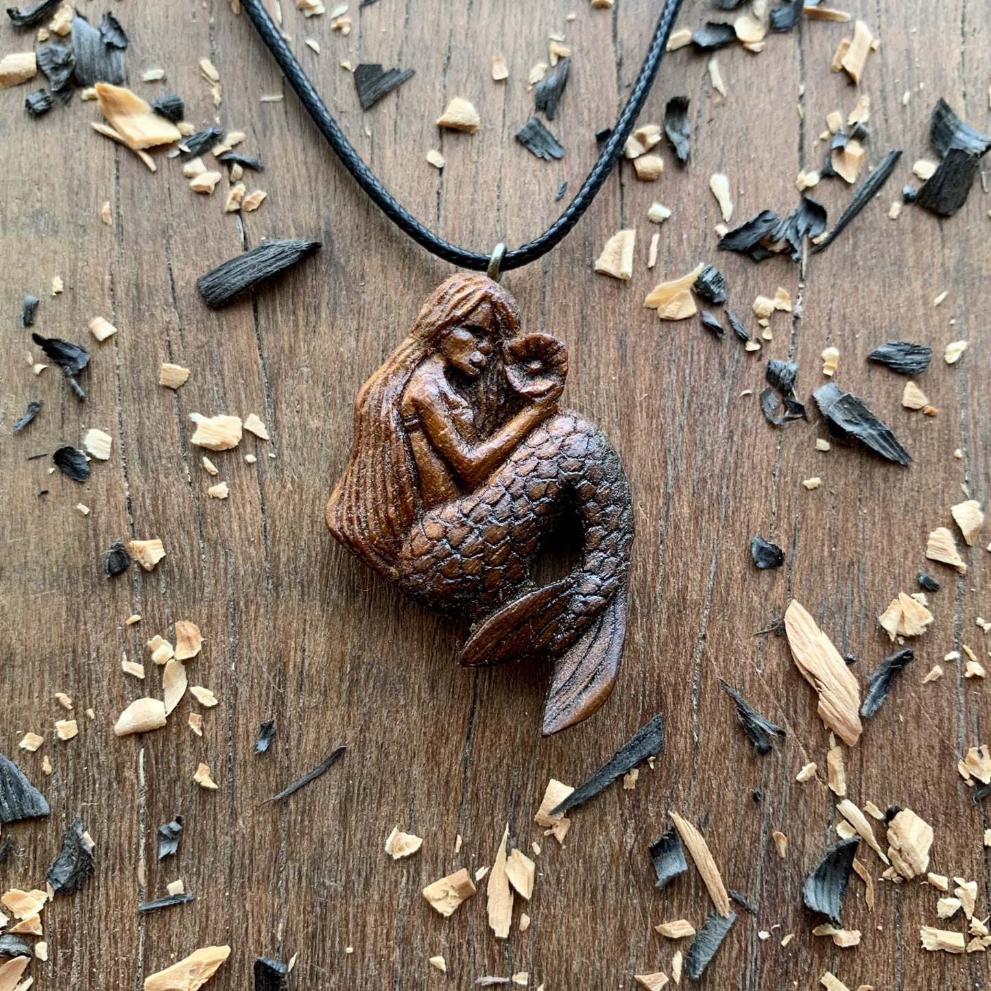 Siren Walnut Wood Pendant