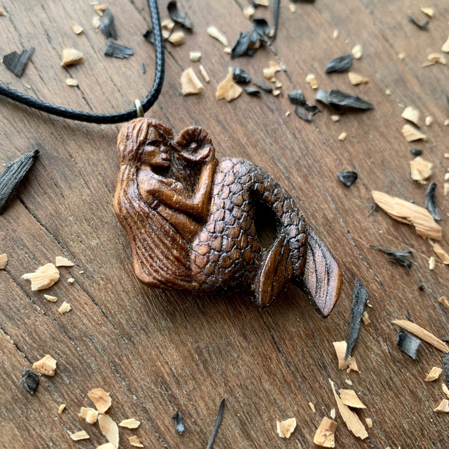 Siren Walnut Wood Pendant