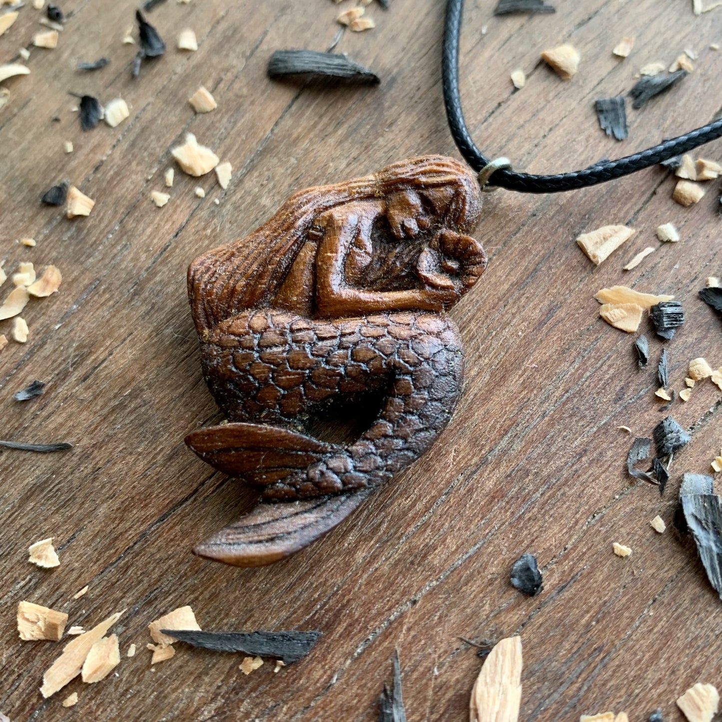 Siren Walnut Wood Pendant