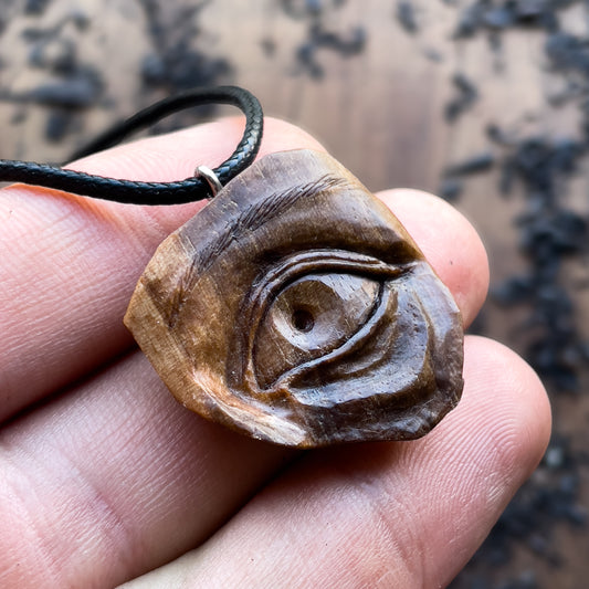 Realistic Eye Walnut Wood Pendant