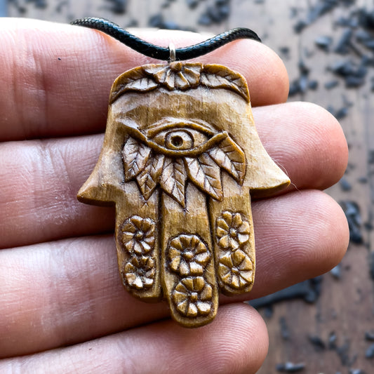 Hamsa Of Floral Design Pendant