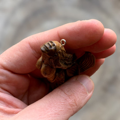 Hand Carved Siren Pendant, Walnut Wood Mermaid Necklace