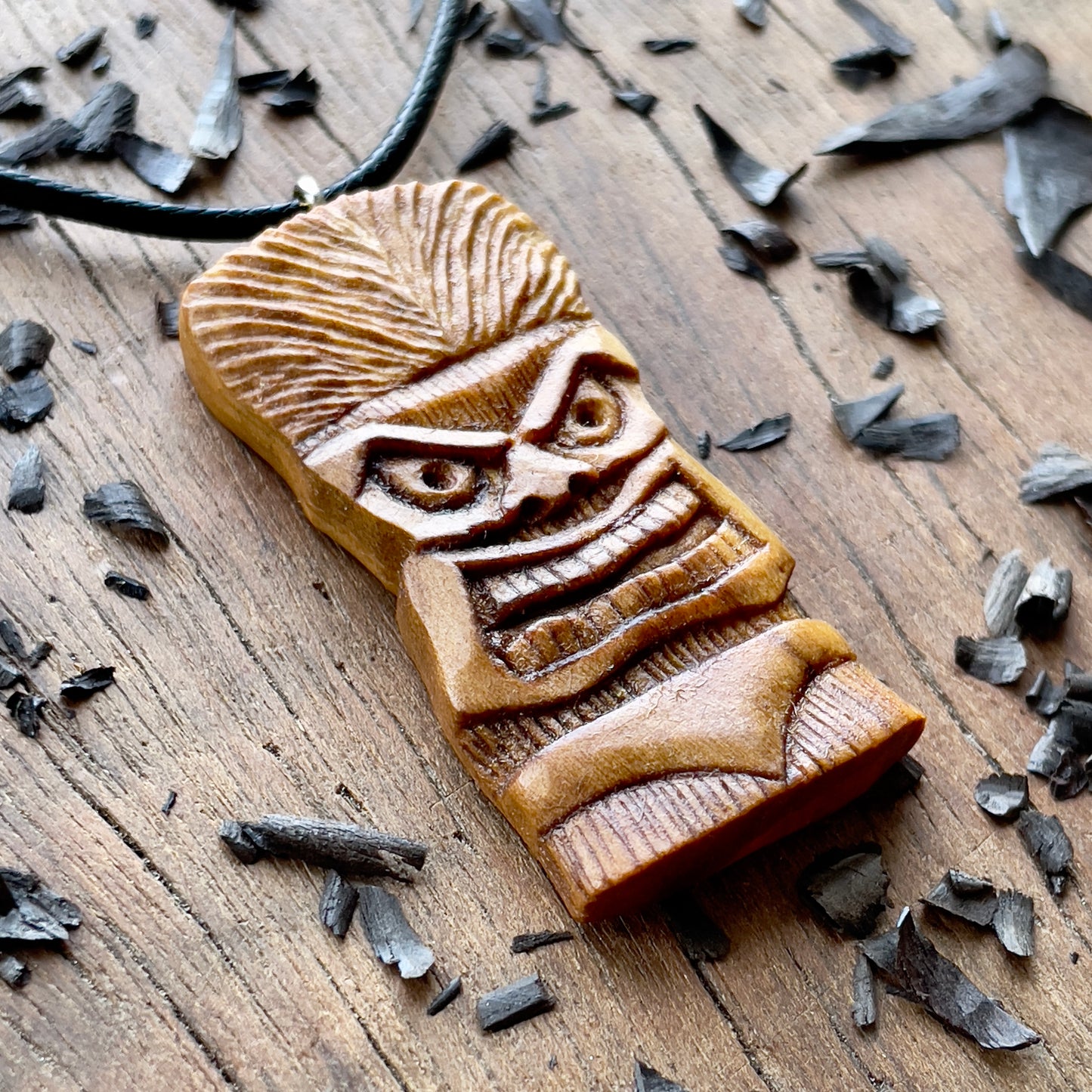 Tiki Mask Olive Wood Pendant