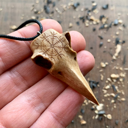 Norse Rave’s Skull Aegishjalmur Pendant