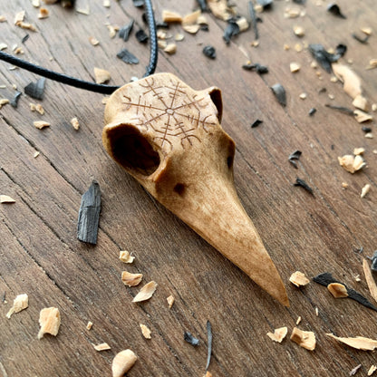 Norse Rave’s Skull Aegishjalmur Pendant