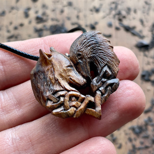 Wolf and Raven Pendant