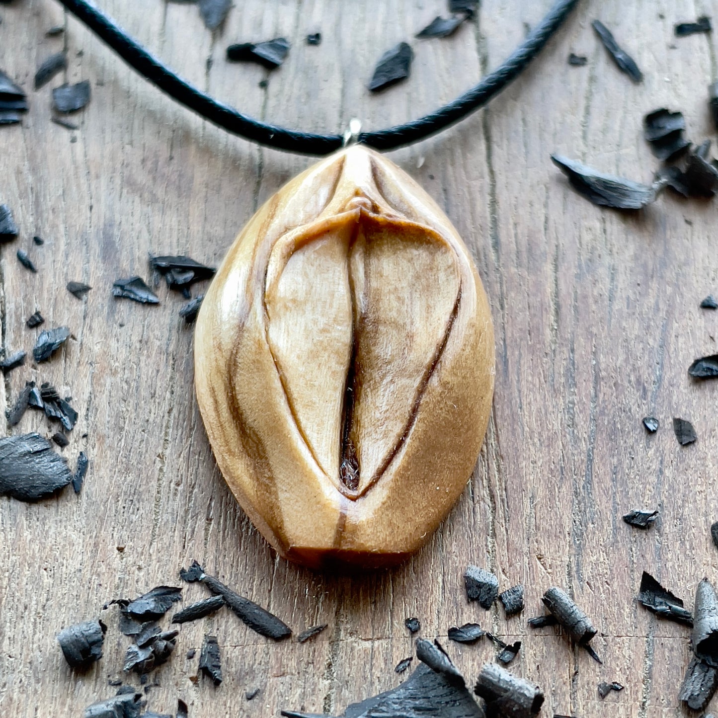 Vulva Olive Wood Pendant