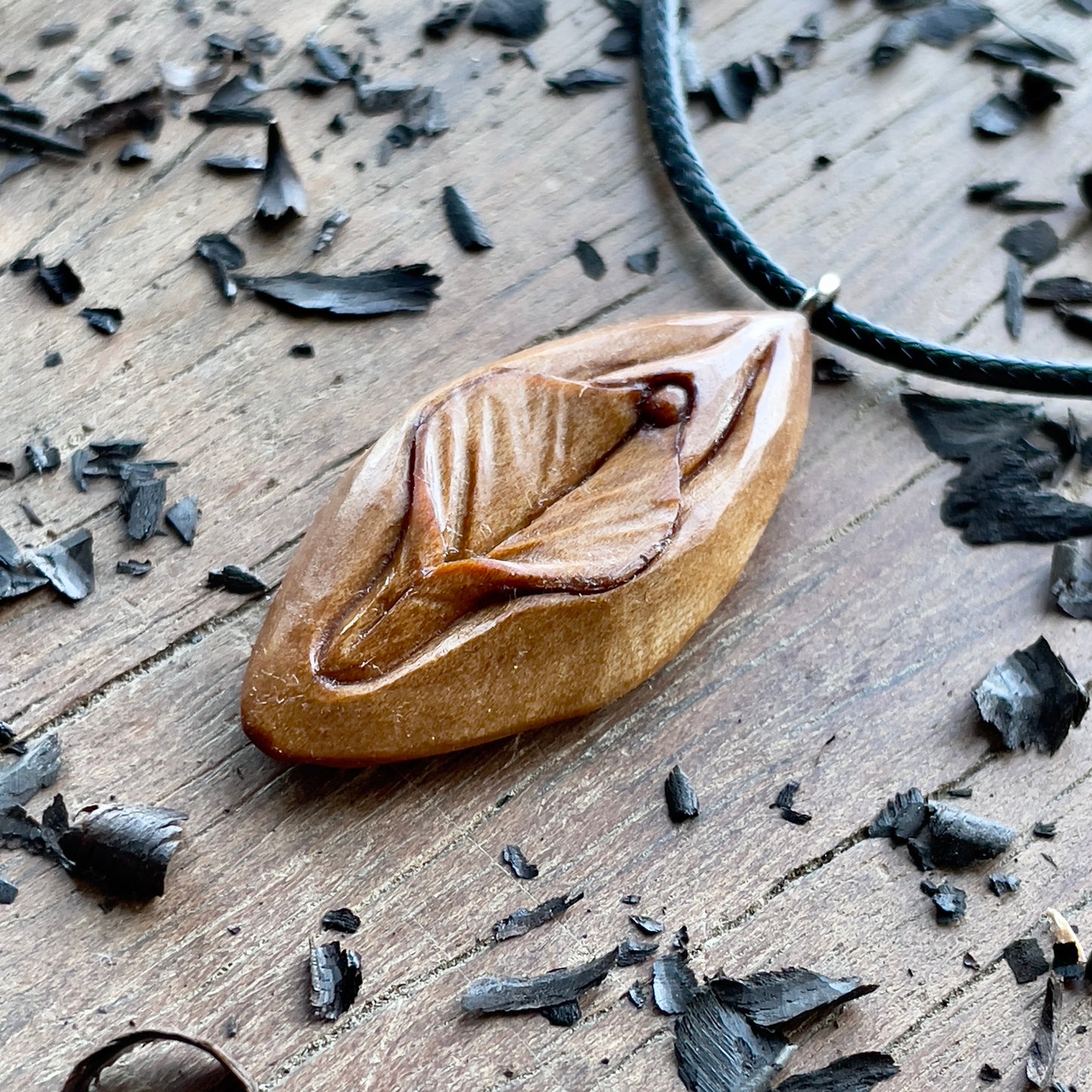Vulva Cherry Wood Pendant
