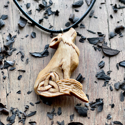 Wolf Pendant with Triquetra