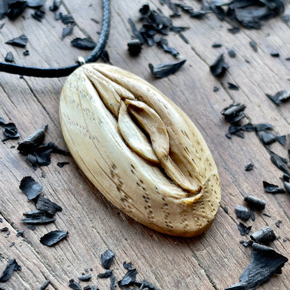 Vulva Oak Wood Pendant