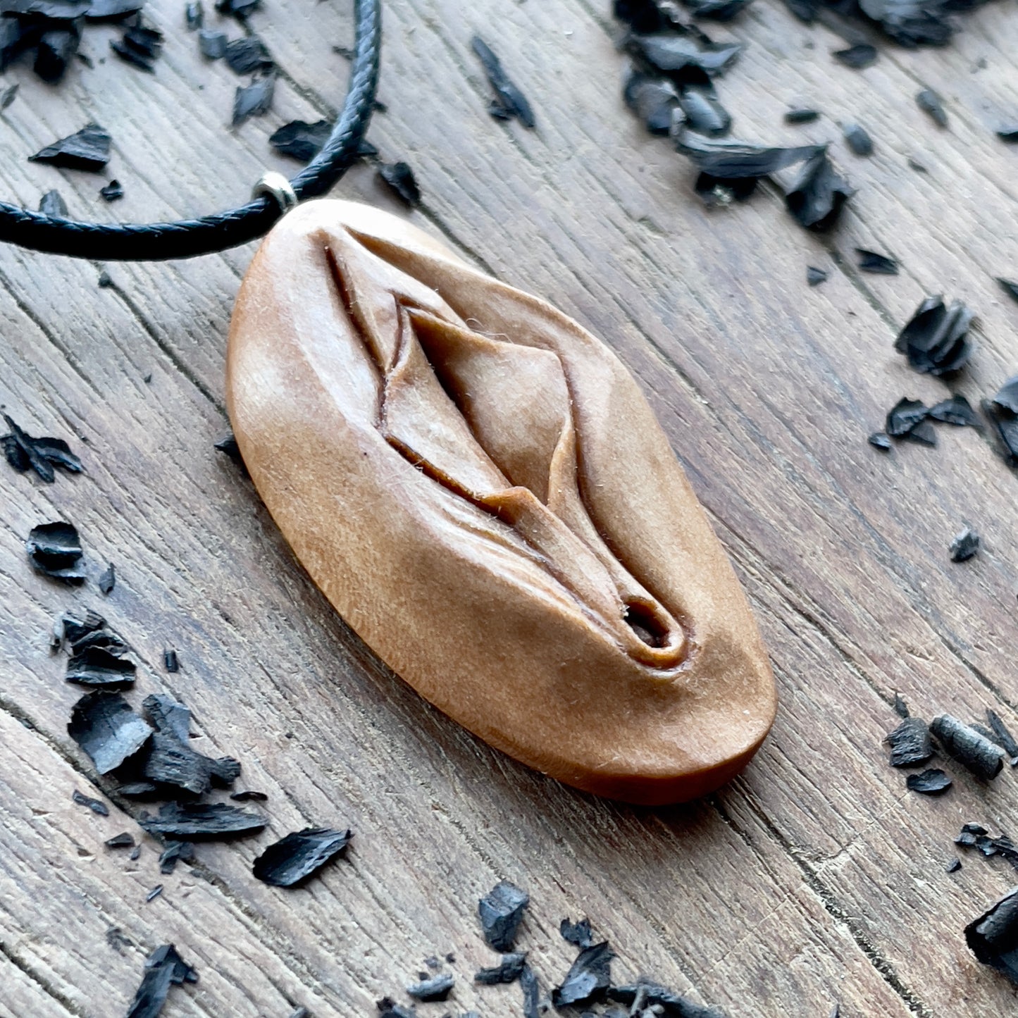 Vulva Pear Wood Pendant