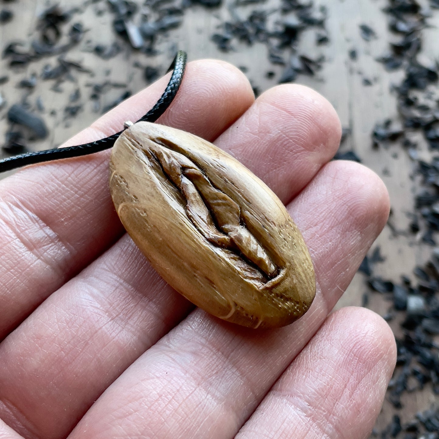 Vulva Oak Wood Pendant