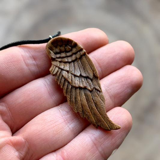 Angel's Wing Walnut Wood Pendant