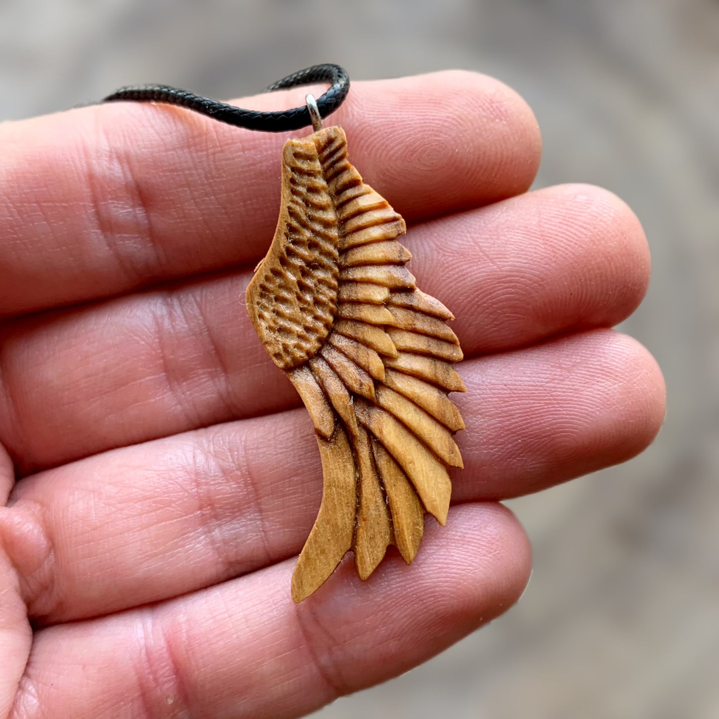 Angel's Wing Olive Wood Pendant