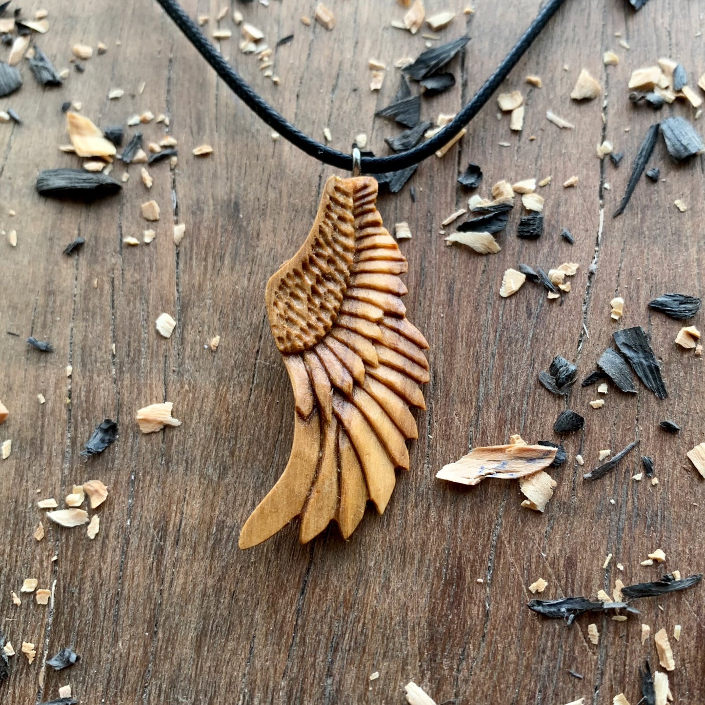 Angel's Wing Olive Wood Pendant