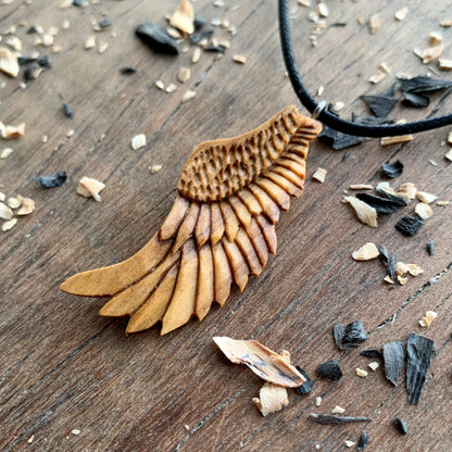 Angel's Wing Olive Wood Pendant