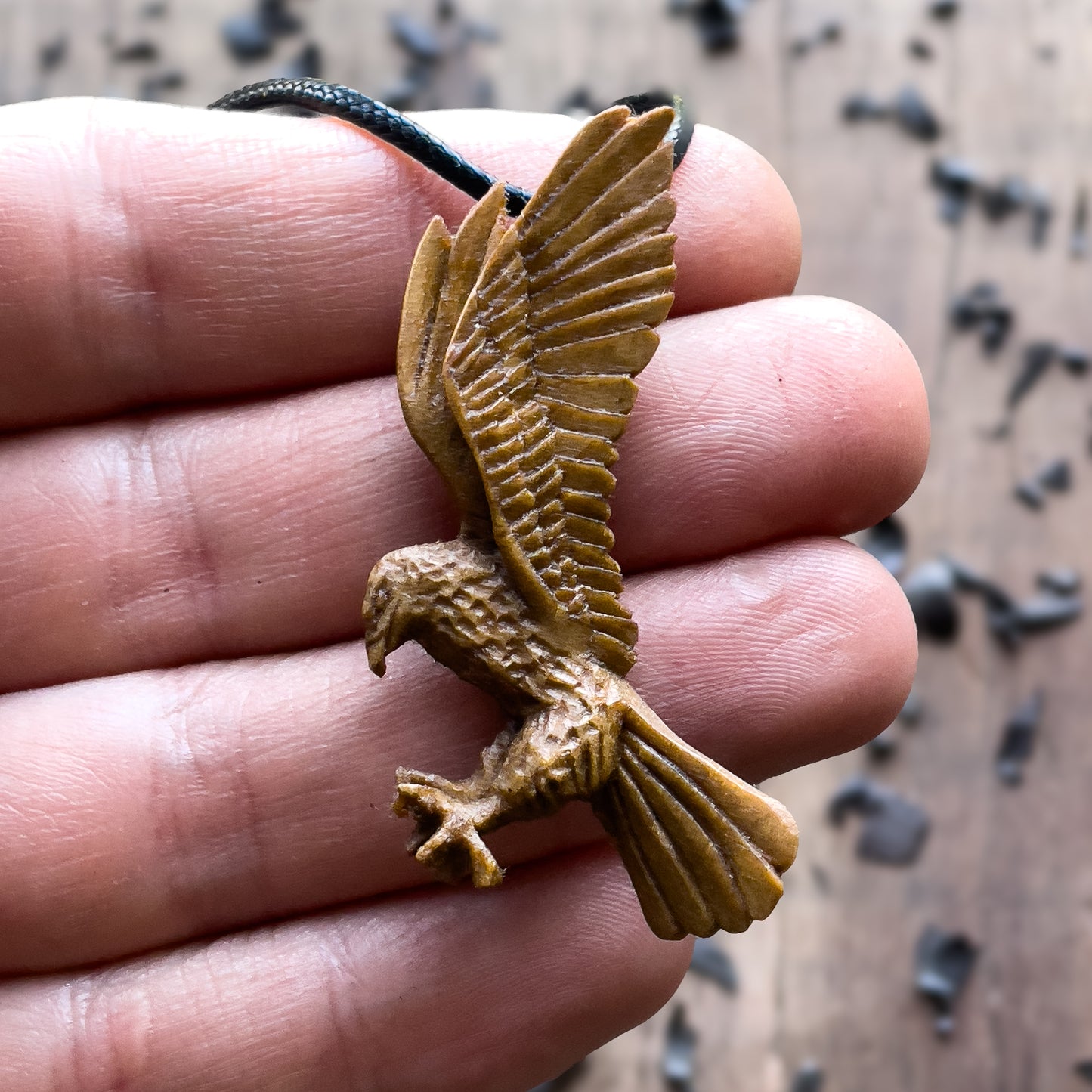 Flying Eagle Walnut Wood Pendant