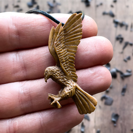 Flying Eagle Walnut Wood Pendant