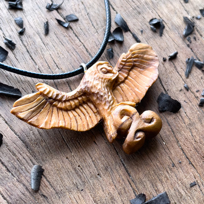 Celtic Barn Owl With Triskelion Pendant