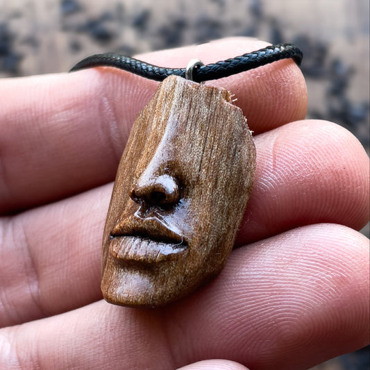 Nose and Lips Walnut Wood Pendant