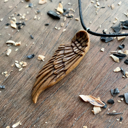 Angel's Wing Walnut Wood Pendant