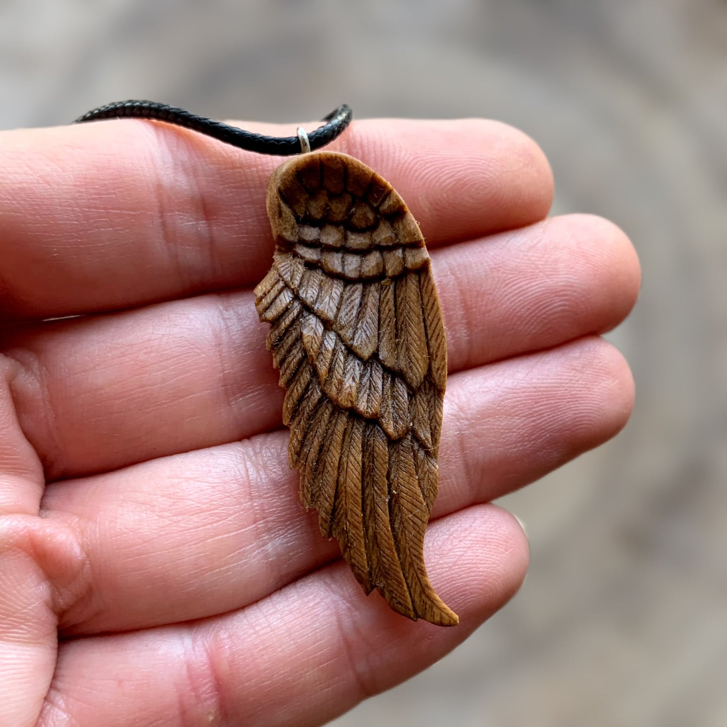 Angel's Wing Walnut Wood Pendant