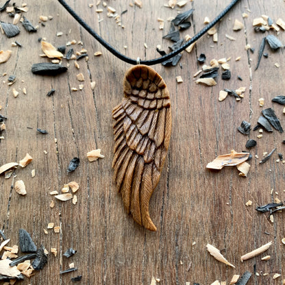 Angel's Wing Walnut Wood Pendant