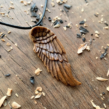 Angel's Wing Walnut Wood Pendant