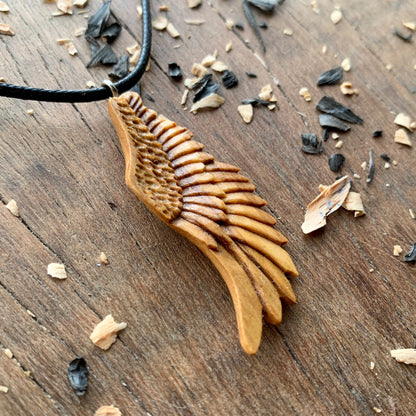 Angel's Wing Olive Wood Pendant