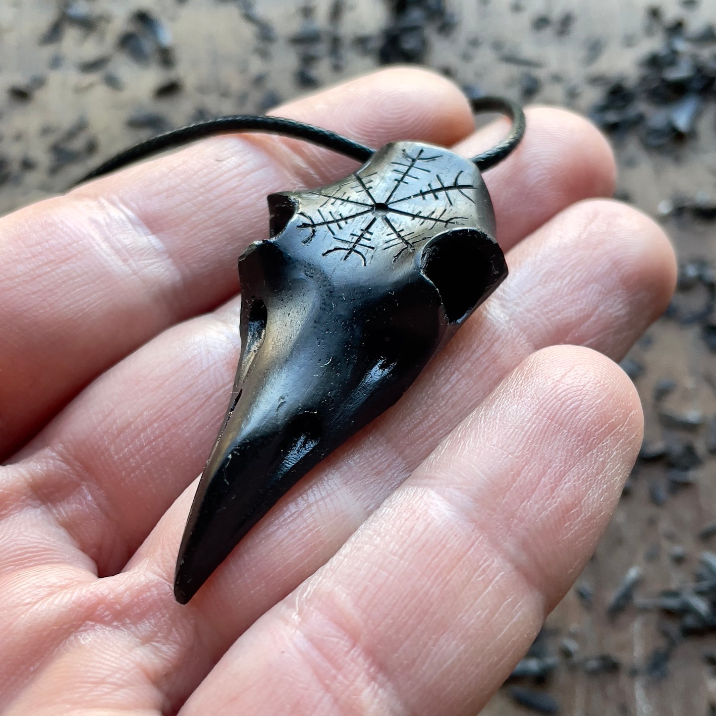 Raven Skull “Helm of Awe” Pendant