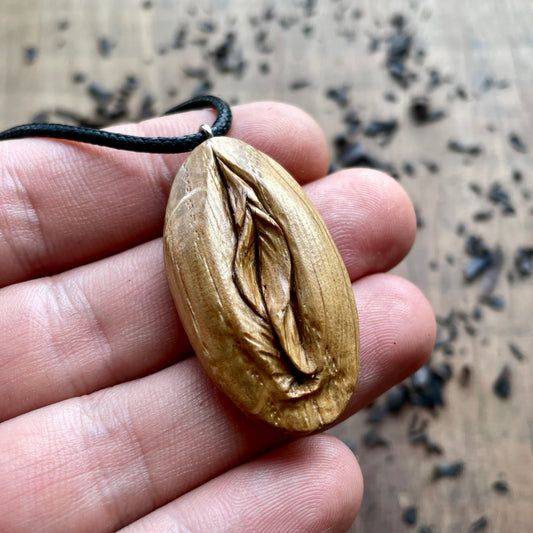 Vulva Oak Wood Pendant