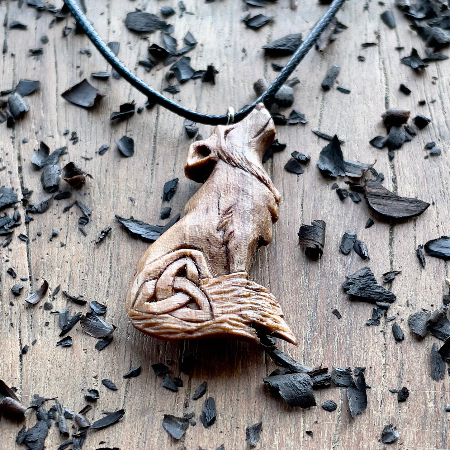 Wolf Pendant with Triquetra