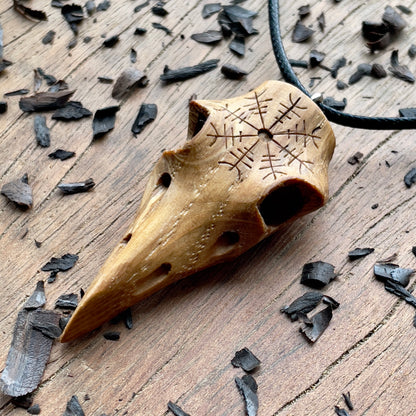 Raven Skull “Helm of Awe” Pendant
