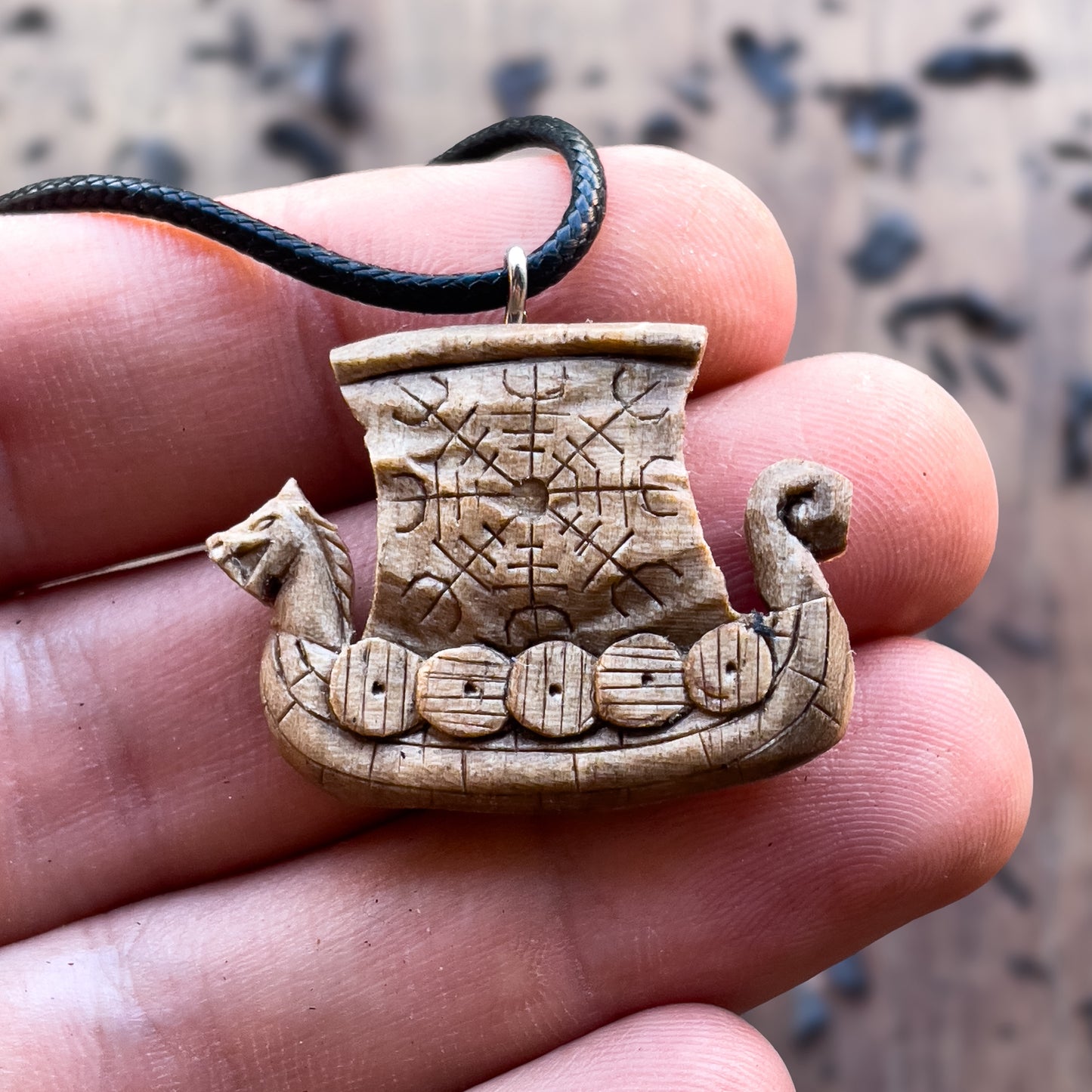 Drakkar With Helm Of Awe Pendant