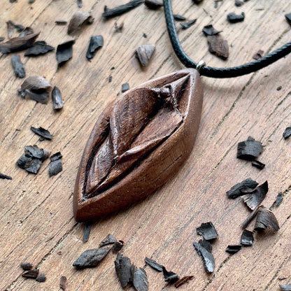 Vulva American Walnut Wood Pendant