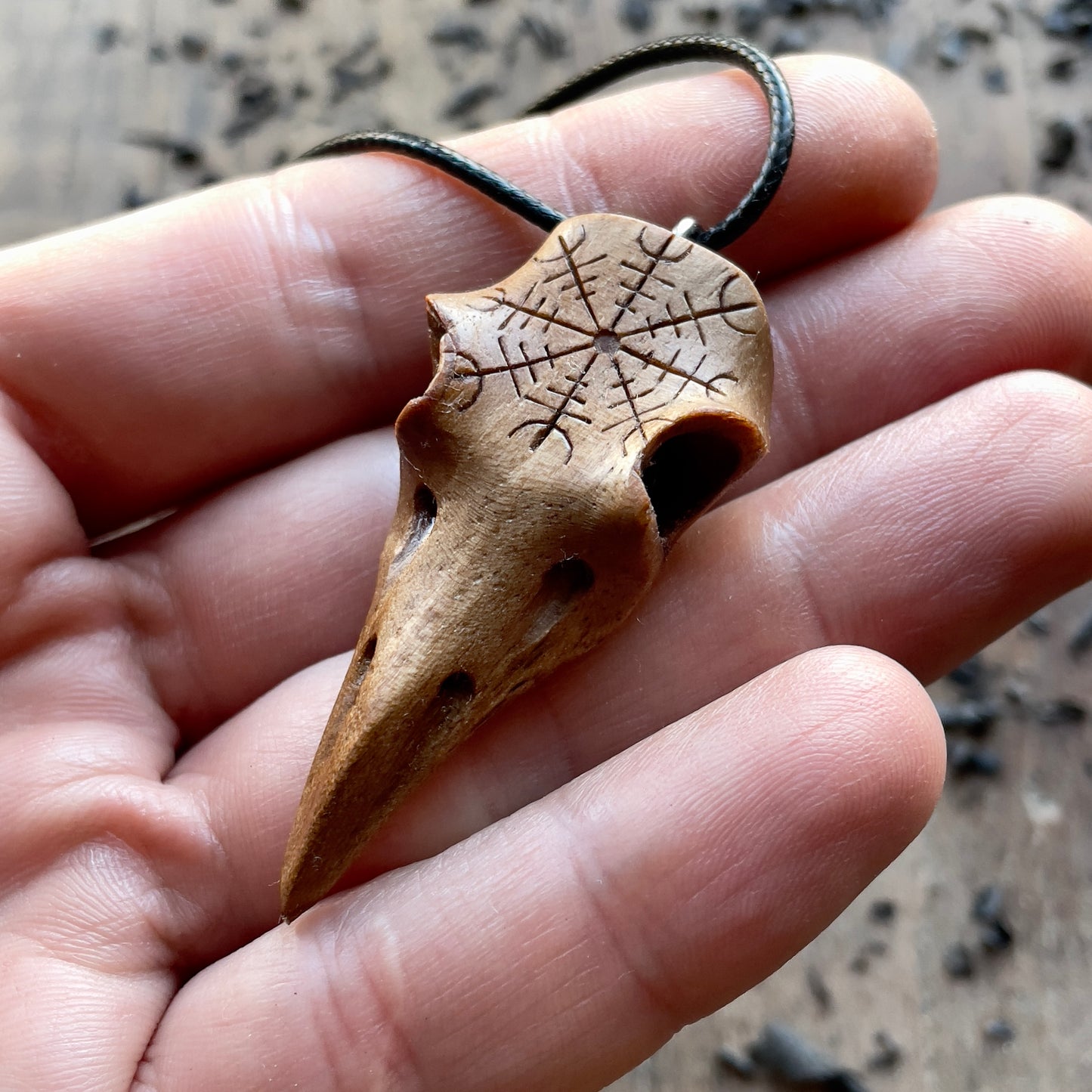 Raven Skull “Helm of Awe” Pendant