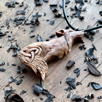 Wolf Pendant with Triquetra
