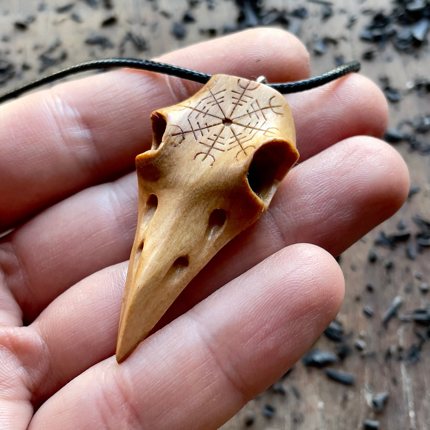 Raven Skull “Helm of Awe” Pendant