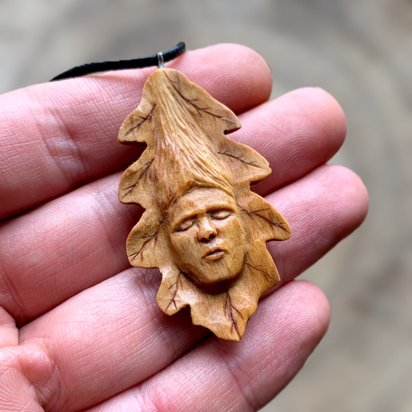 Oak Leaf Wood Spirit Pendant