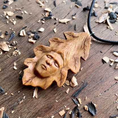 Oak Leaf Wood Spirit Pendant