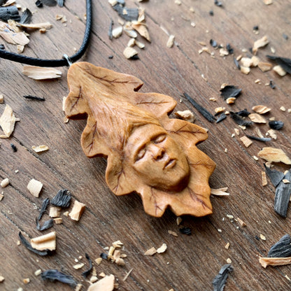 Oak Leaf Wood Spirit Pendant